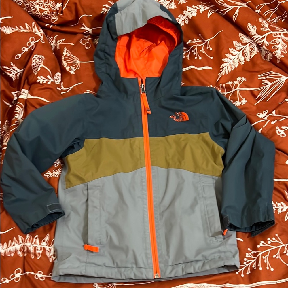 The North Face Kids' Hooded Jacket - Gray, Green, and Orange